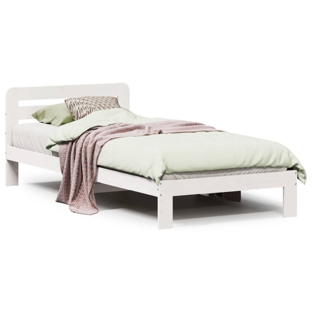 Sengeramme uten madrass hvit 75x190 cm heltre furu