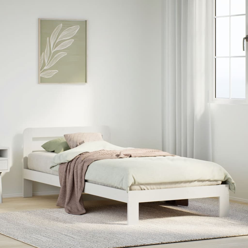 Sengeramme uten madrass hvit 75x190 cm heltre furu
