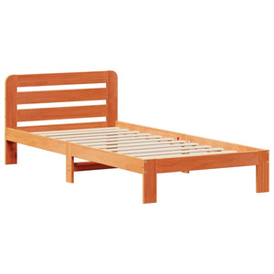 Sengeramme uten madrass voksbrun 75x190 cm heltre furu