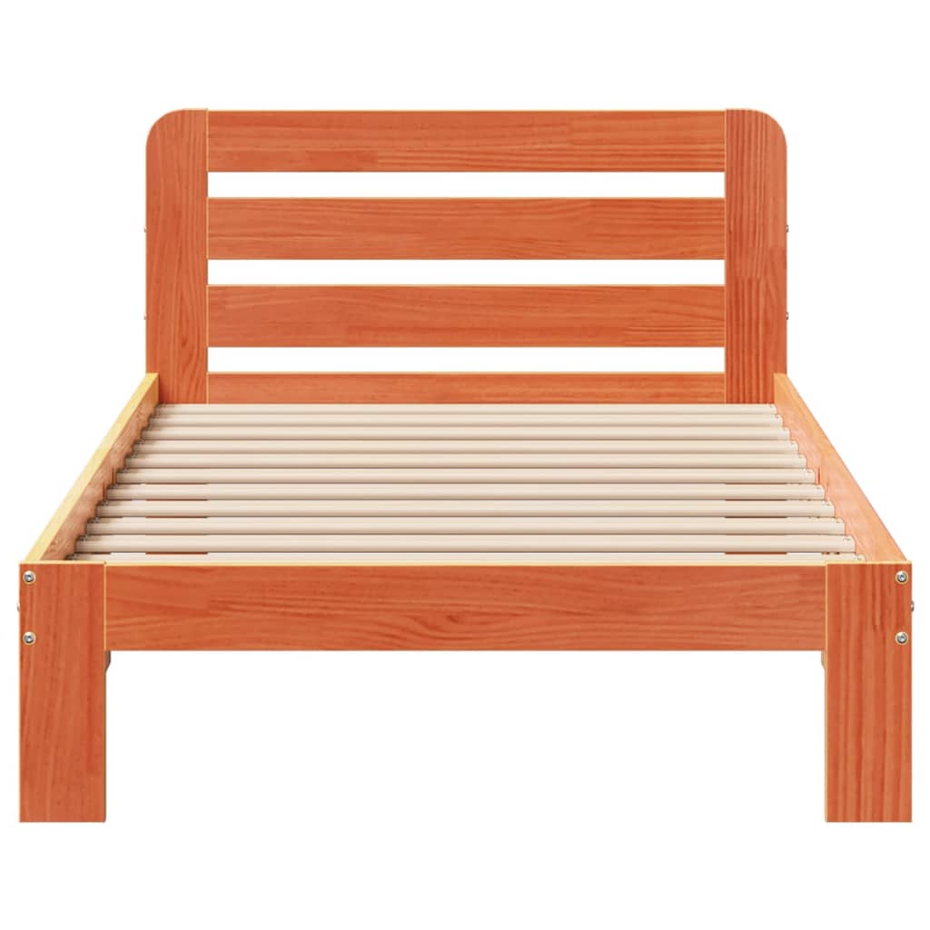 Sengeramme uten madrass voksbrun 75x190 cm heltre furu
