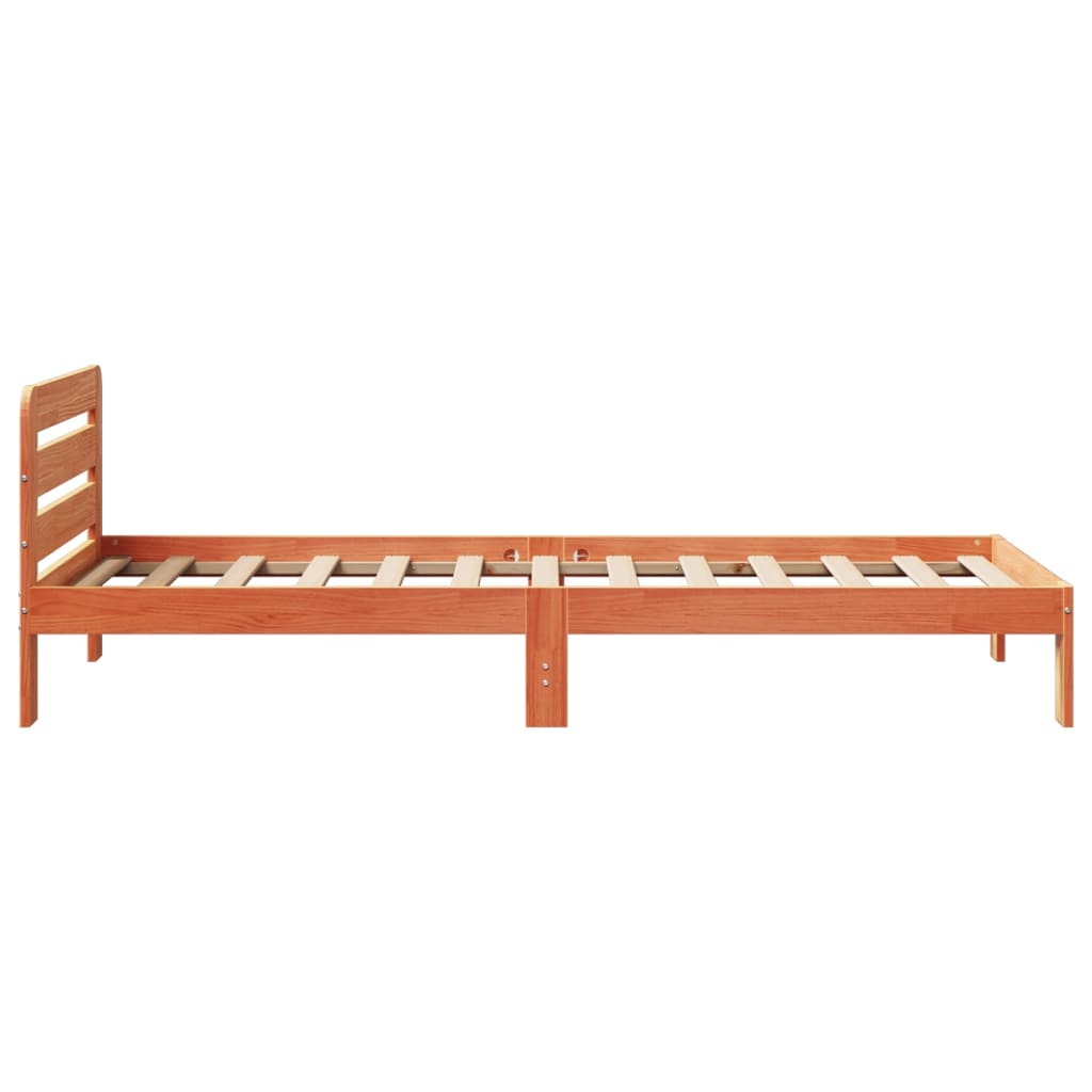 Sengeramme uten madrass voksbrun 75x190 cm heltre furu