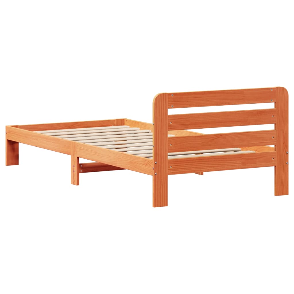 Sengeramme uten madrass voksbrun 75x190 cm heltre furu