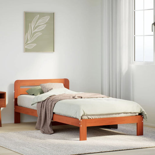 Sengeramme uten madrass voksbrun 75x190 cm heltre furu