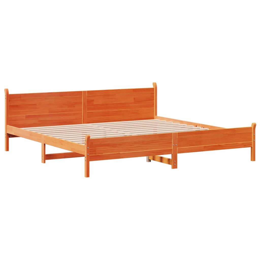 Sengeramme uten madrass voksbrun 180x200 cm heltre furu