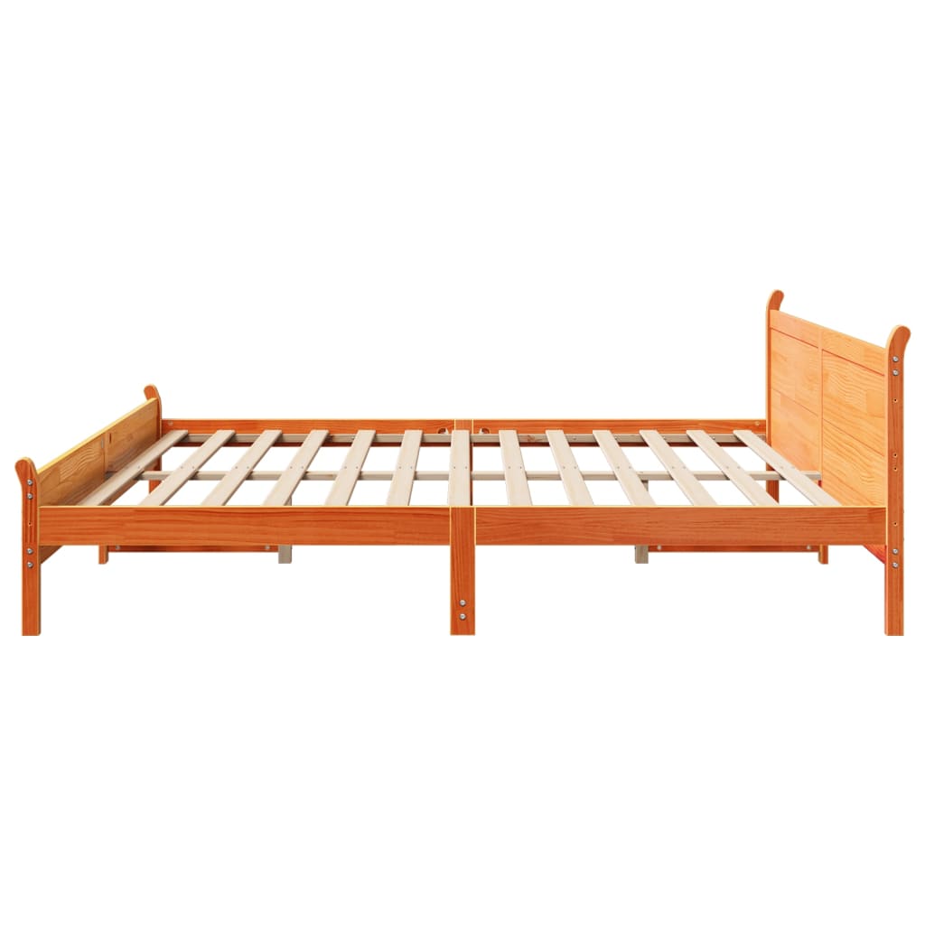 Sengeramme uten madrass voksbrun 180x200 cm heltre furu