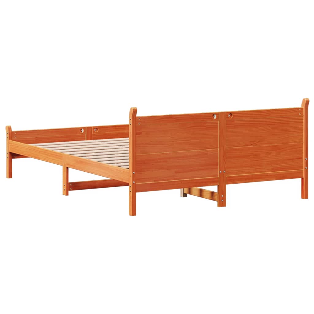 Sengeramme uten madrass brun 150x200 cm heltre furu