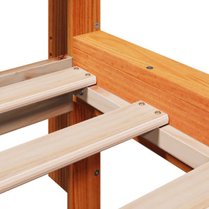 Seng med bokhylle uten madrass voksbrun 100x200 cm heltre furu