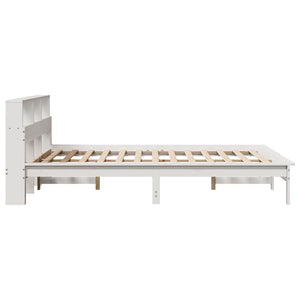 Seng med bokhylle uten madrass hvit 120x190 cm heltre furu