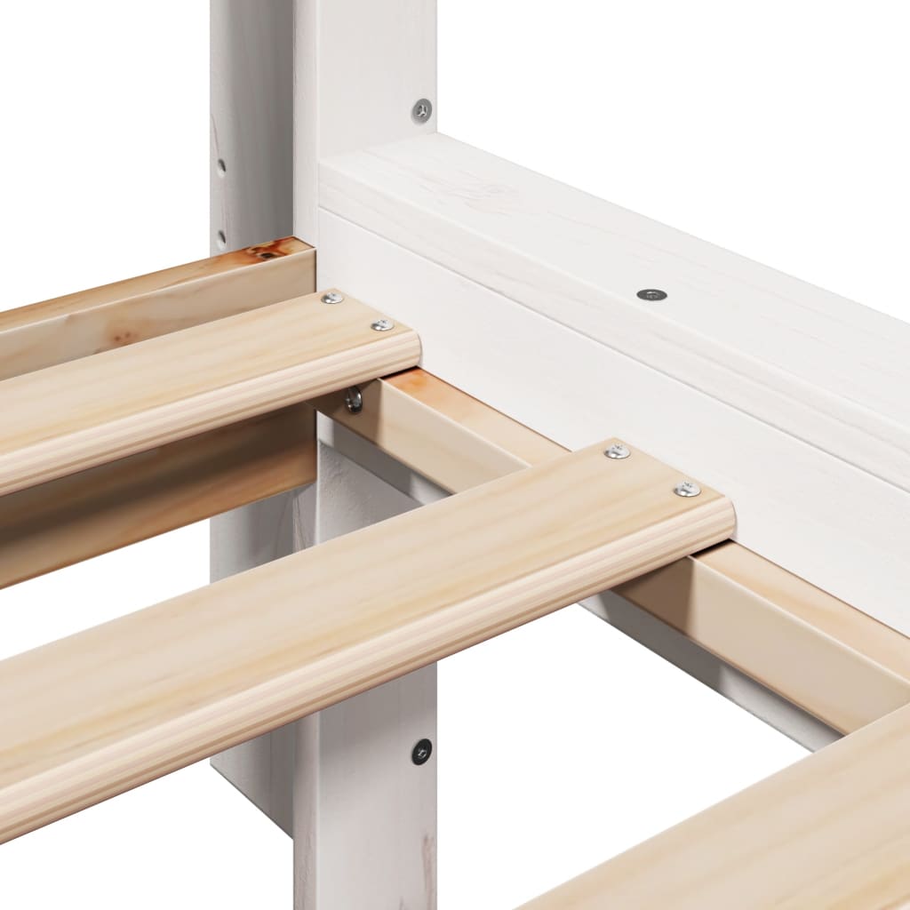 Seng med bokhylle uten madrass hvit 120x190 cm heltre furu
