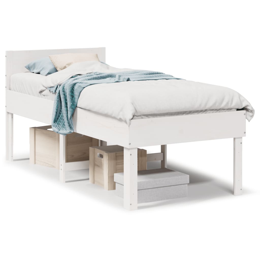 Sengeramme uten madrass hvit 75x190 cm heltre furu