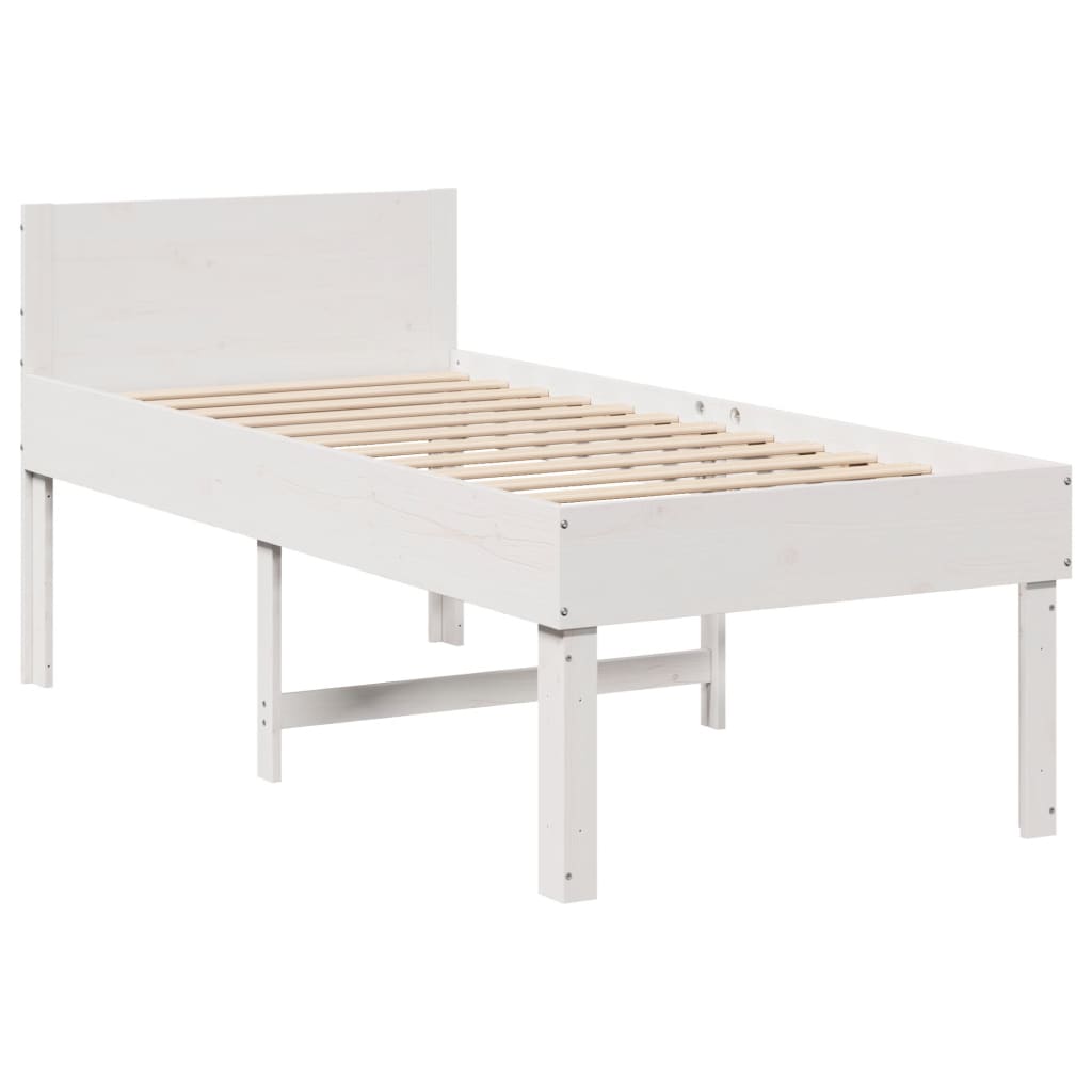 Sengeramme uten madrass hvit 75x190 cm heltre furu