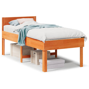 Sengeramme uten madrass voksbrun 75x190 cm heltre furu