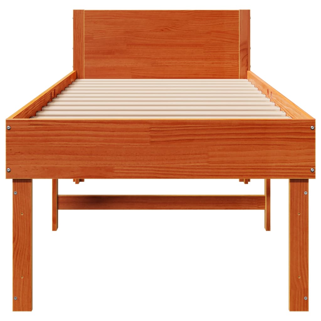 Sengeramme uten madrass voksbrun 75x190 cm heltre furu