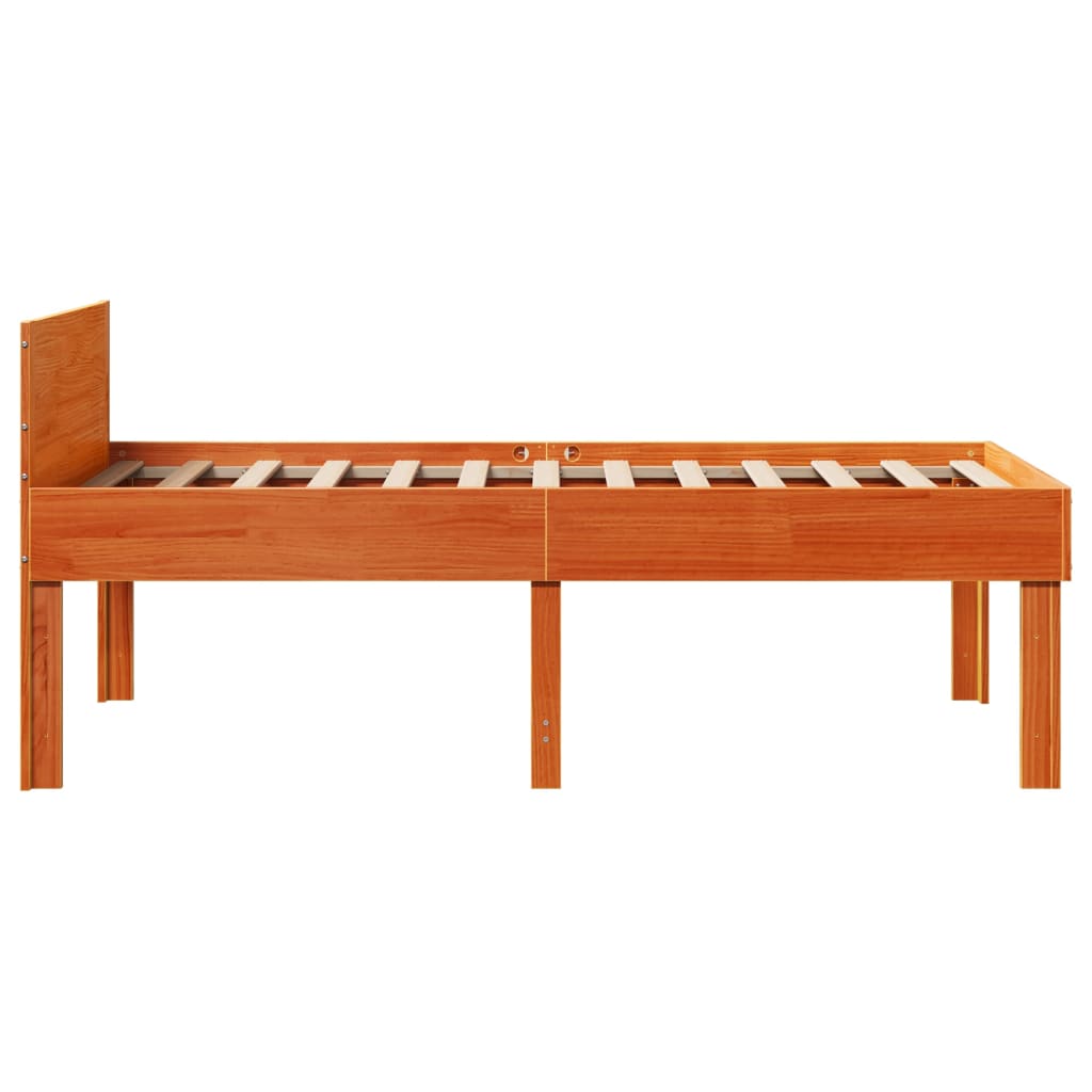 Sengeramme uten madrass voksbrun 75x190 cm heltre furu