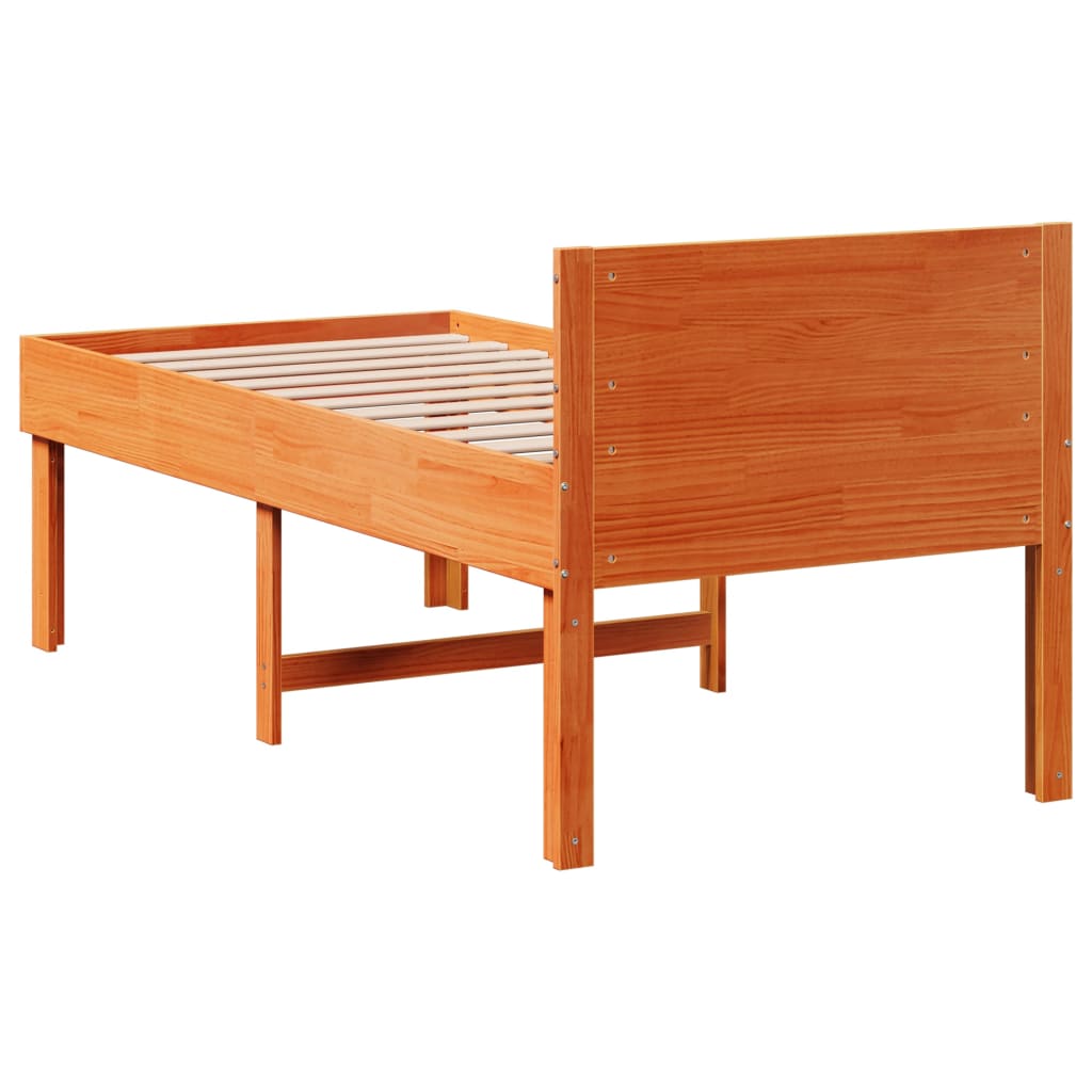 Sengeramme uten madrass voksbrun 75x190 cm heltre furu