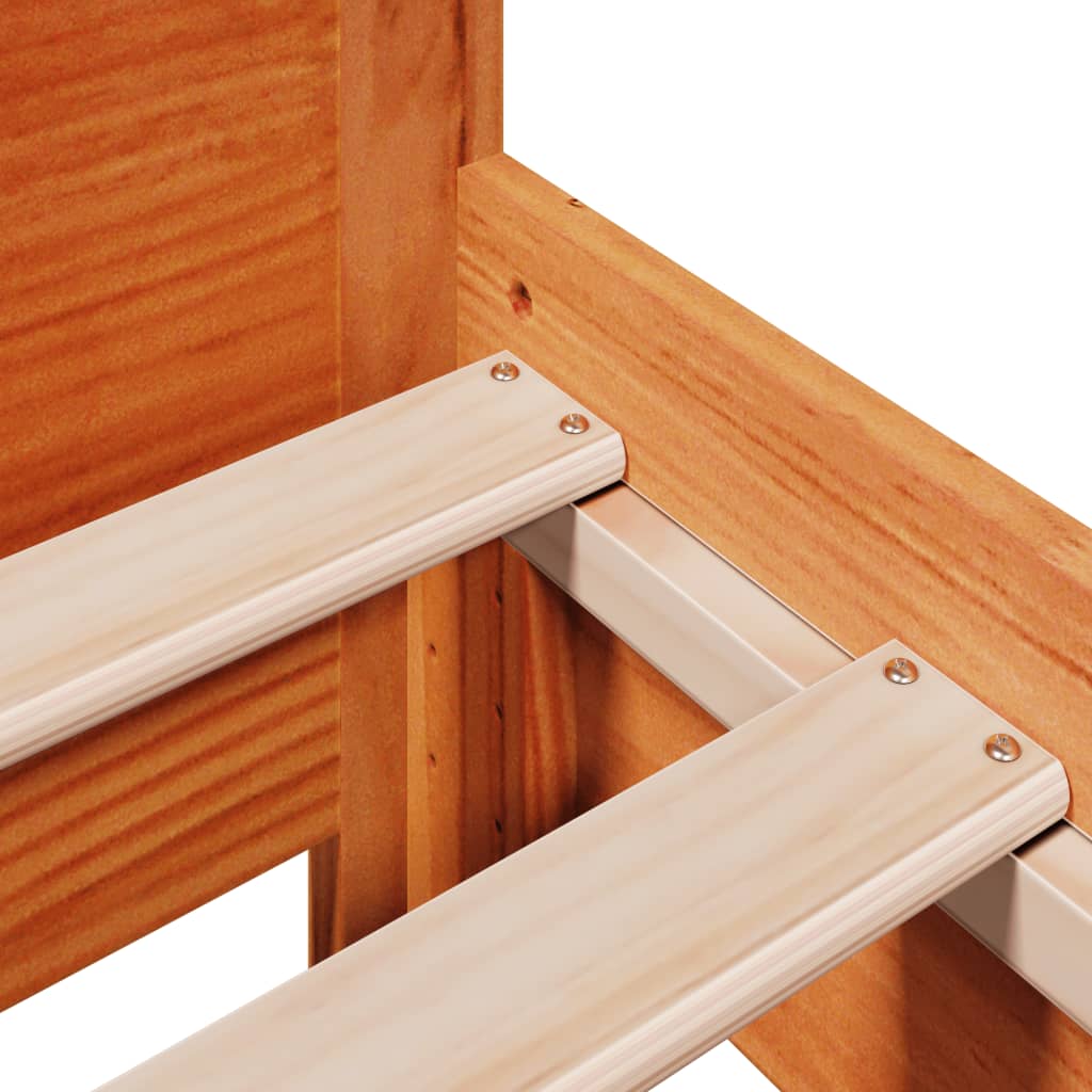 Sengeramme uten madrass voksbrun 75x190 cm heltre furu