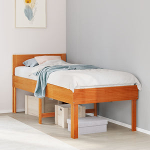 Sengeramme uten madrass voksbrun 75x190 cm heltre furu