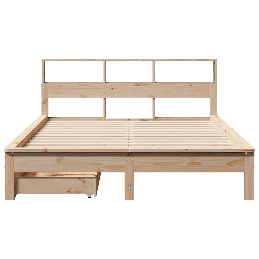Seng med bokhylle uten madrass 160x200 cm heltre furu