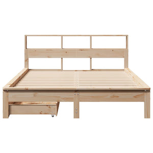 Seng med bokhylle uten madrass 160x200 cm heltre furu
