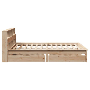 Seng med bokhylle uten madrass 160x200 cm heltre furu