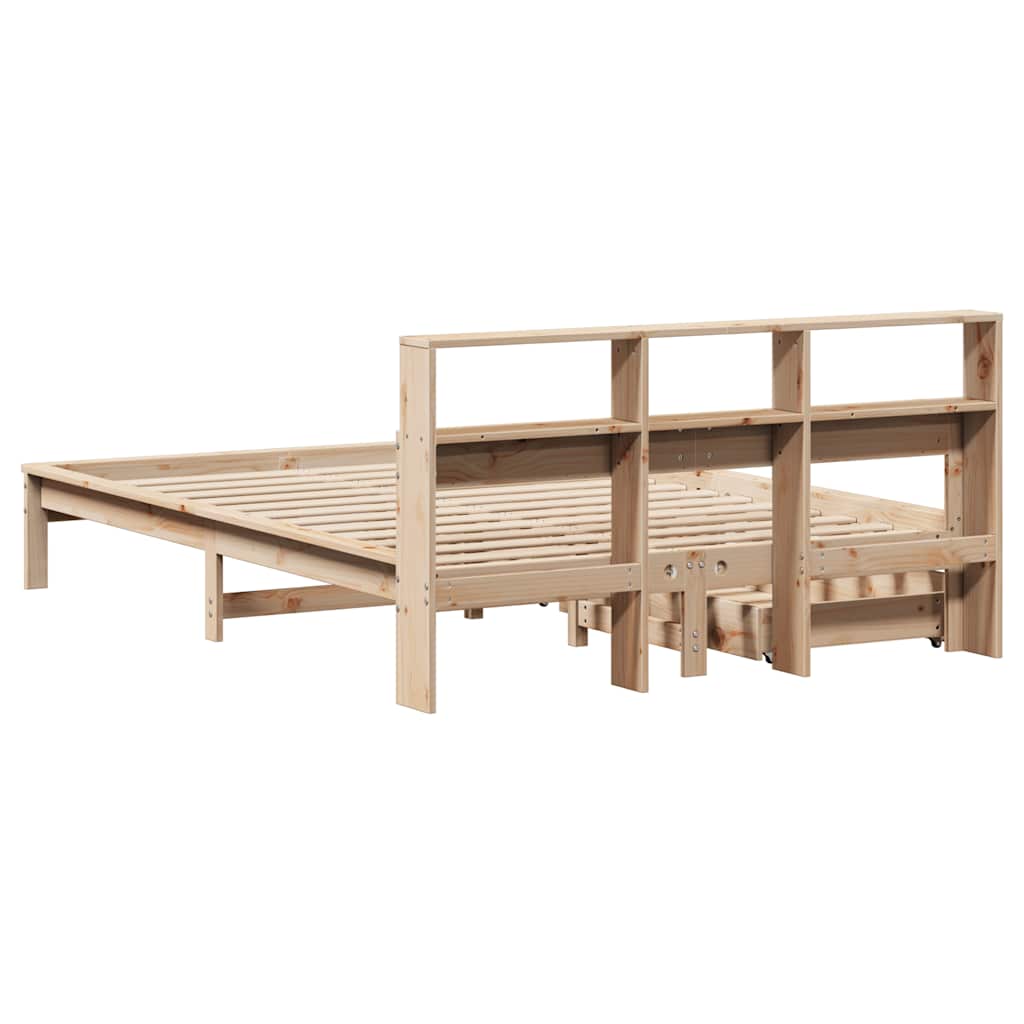 Seng med bokhylle uten madrass 160x200 cm heltre furu