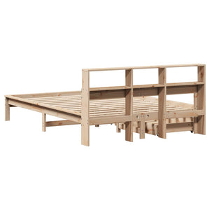 Seng med bokhylle uten madrass 160x200 cm heltre furu