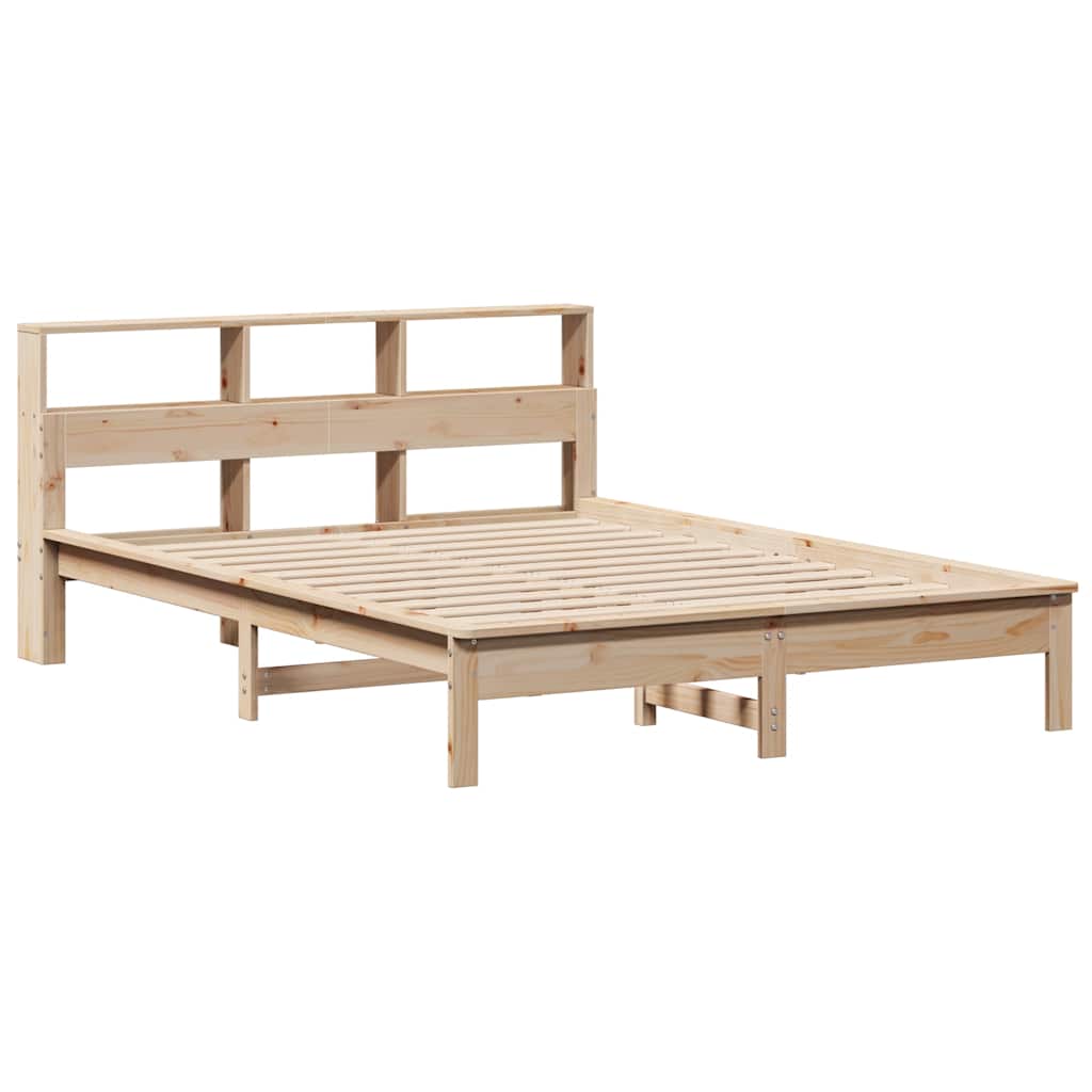 Seng med bokhylle uten madrass 160x200 cm heltre furu