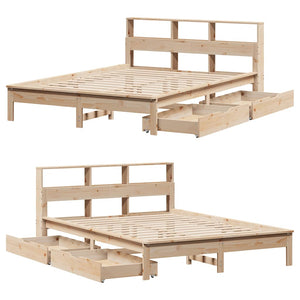 Seng med bokhylle uten madrass 160x200 cm heltre furu
