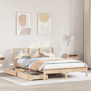 Seng med bokhylle uten madrass 160x200 cm heltre furu