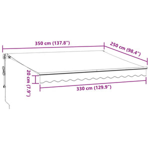 Automatisk uttrekkbar markise med LED burgunder 350x250 cm