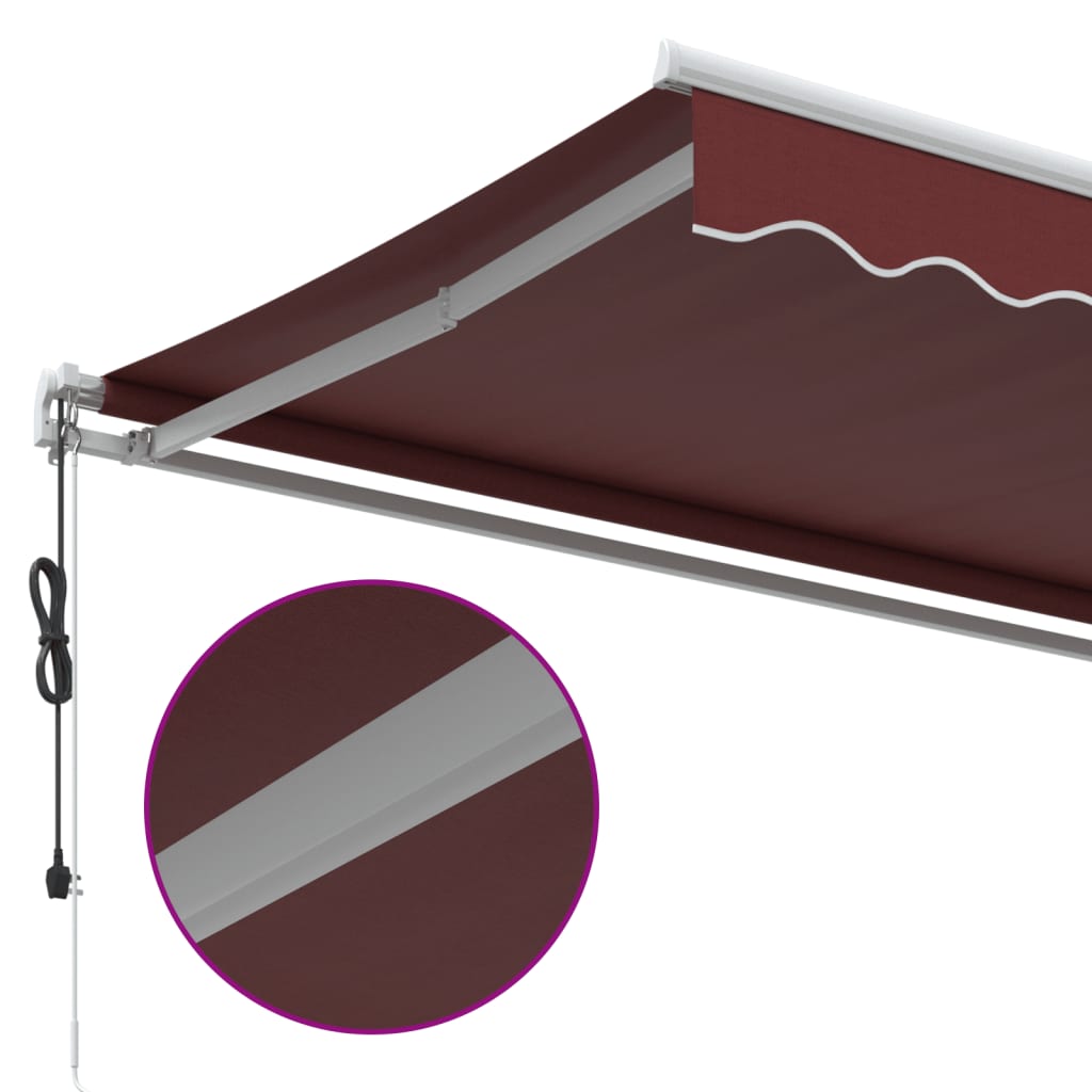 Automatisk uttrekkbar markise burgunder 500x300 cm