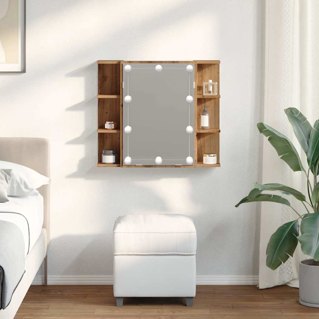 Speilskap med LED artisan eik 70x16,5x60 cm