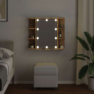Speilskap med LED artisan eik 70x16,5x60 cm