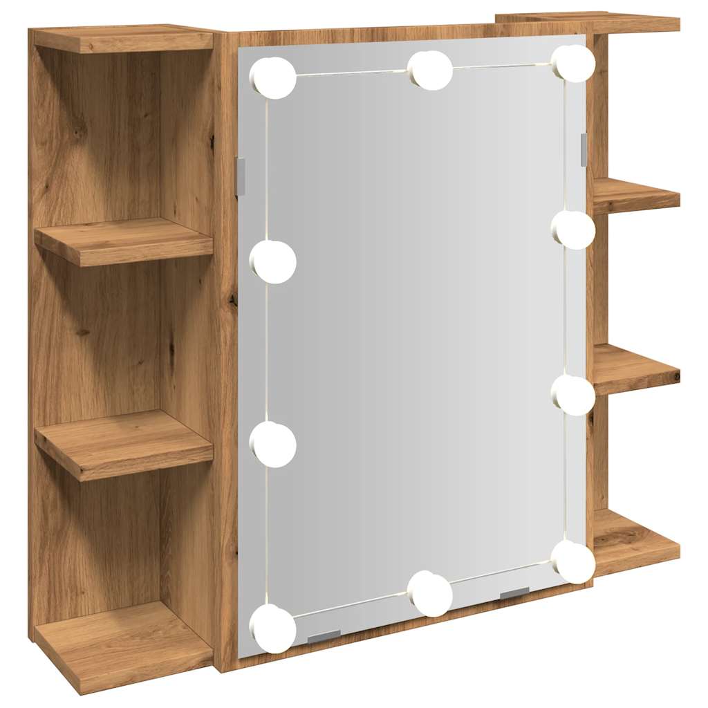 Speilskap med LED artisan eik 70x16,5x60 cm