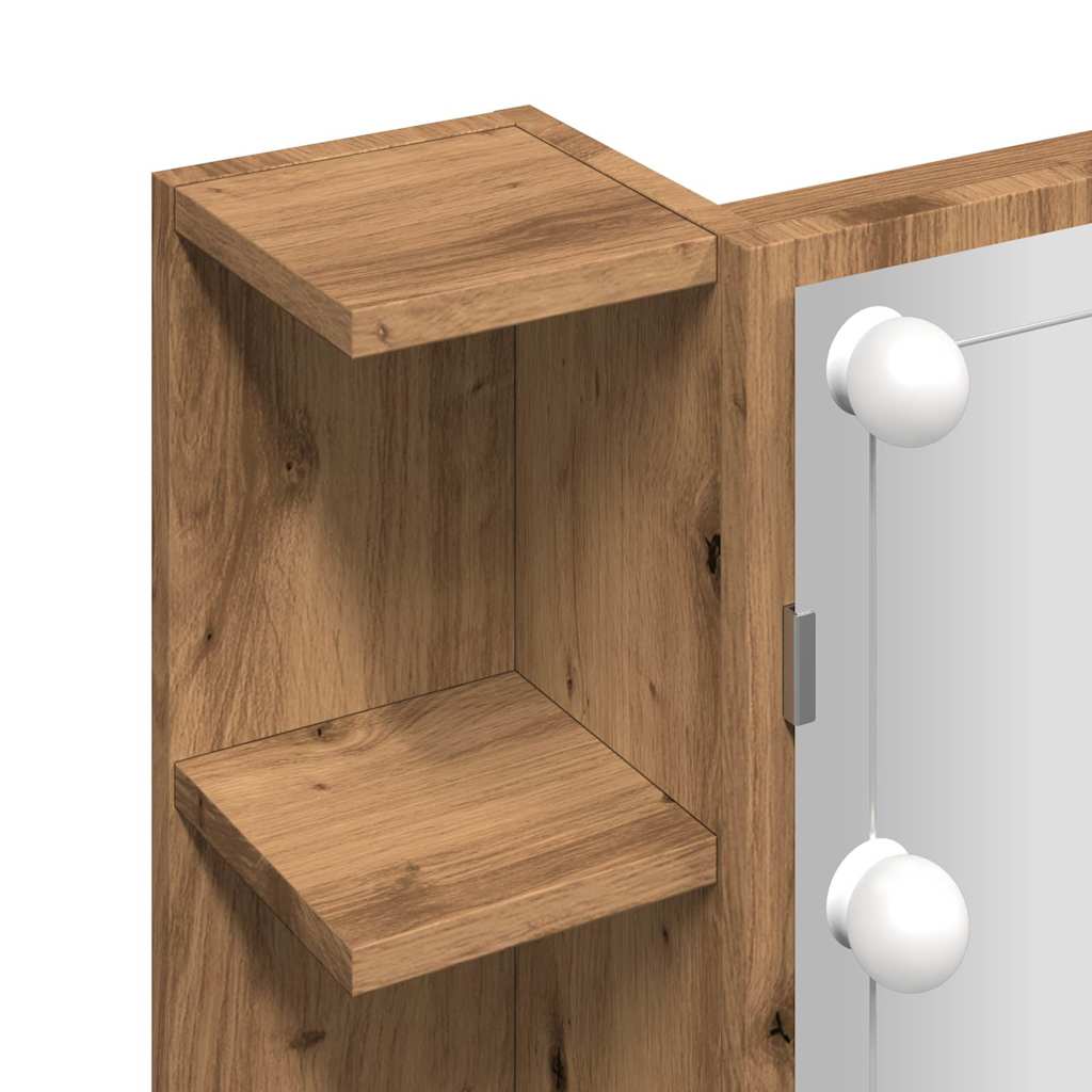 Speilskap med LED artisan eik 70x16,5x60 cm