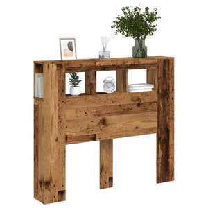 Sengegavl med LED gammelt tre 120x18,5x103,5 cm konstruert tre