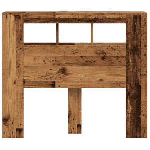 Sengegavl med LED gammelt tre 120x18,5x103,5 cm konstruert tre