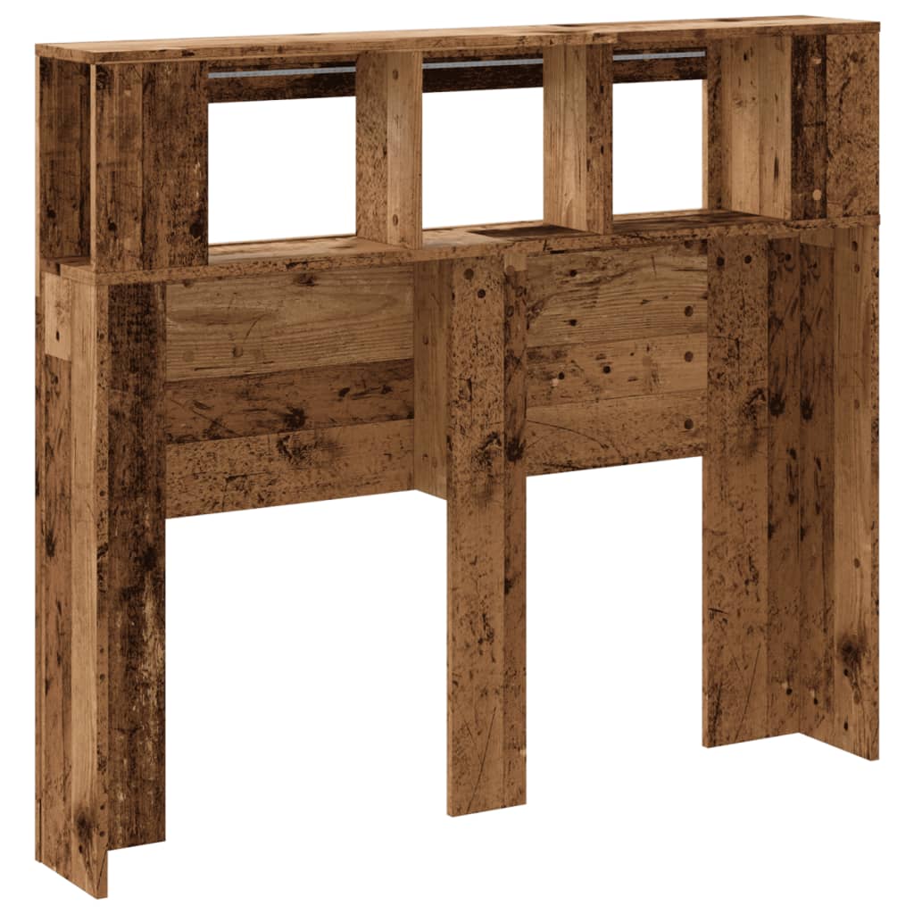 Sengegavl med LED gammelt tre 120x18,5x103,5 cm konstruert tre