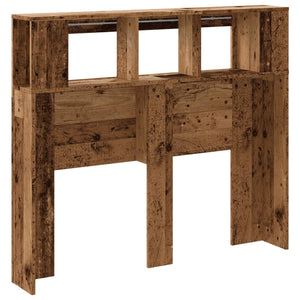 Sengegavl med LED gammelt tre 120x18,5x103,5 cm konstruert tre