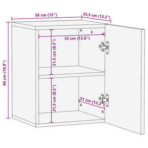 Hengende baderomsskap svart 38x33,5x48 cm heltre mango