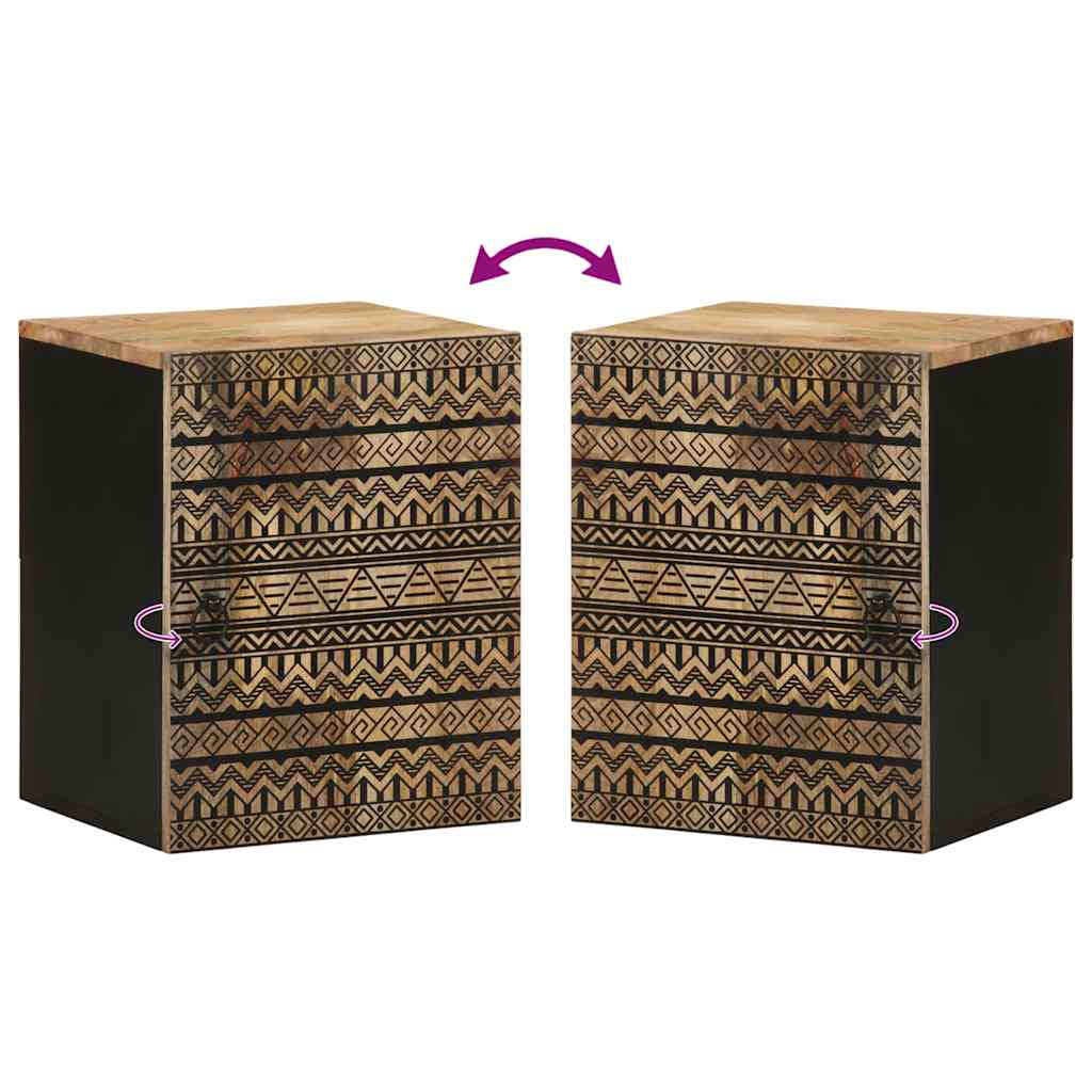 Hengende baderomsskap svart 38x33,5x48 cm heltre mango