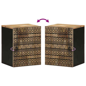 Hengende baderomsskap svart 38x33,5x48 cm heltre mango