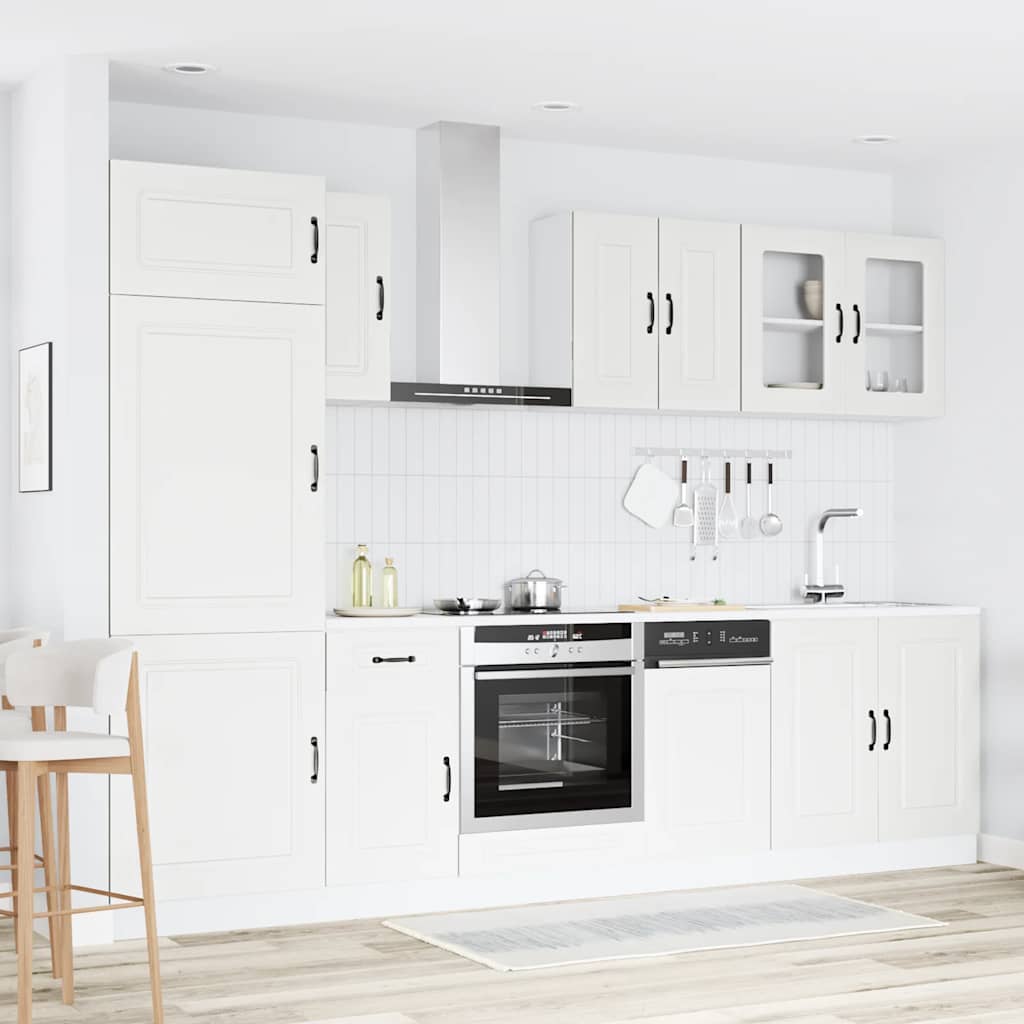 Kitchen cabinet set 8 pieces Kalmar white engineered wood