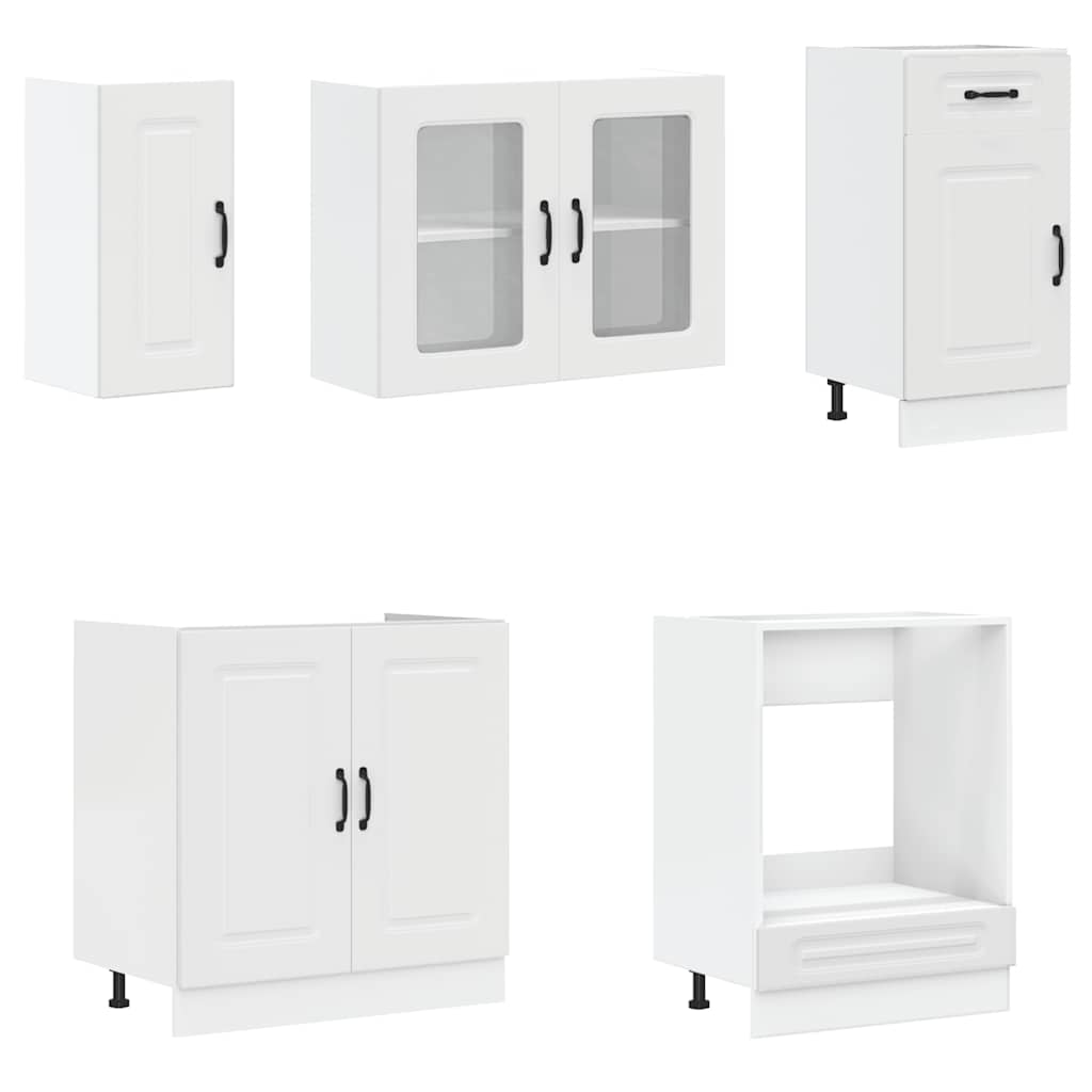 Kitchen cabinet set 8 pieces Kalmar white engineered wood