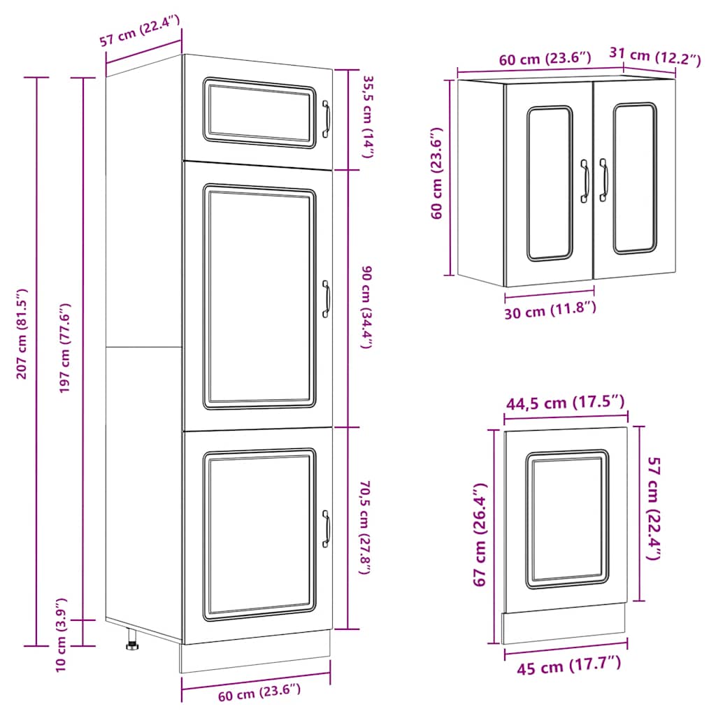 Kitchen cabinet set 8 pieces Kalmar white engineered wood