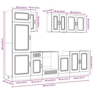 Kitchen cabinet set 8 pieces Kalmar white engineered wood