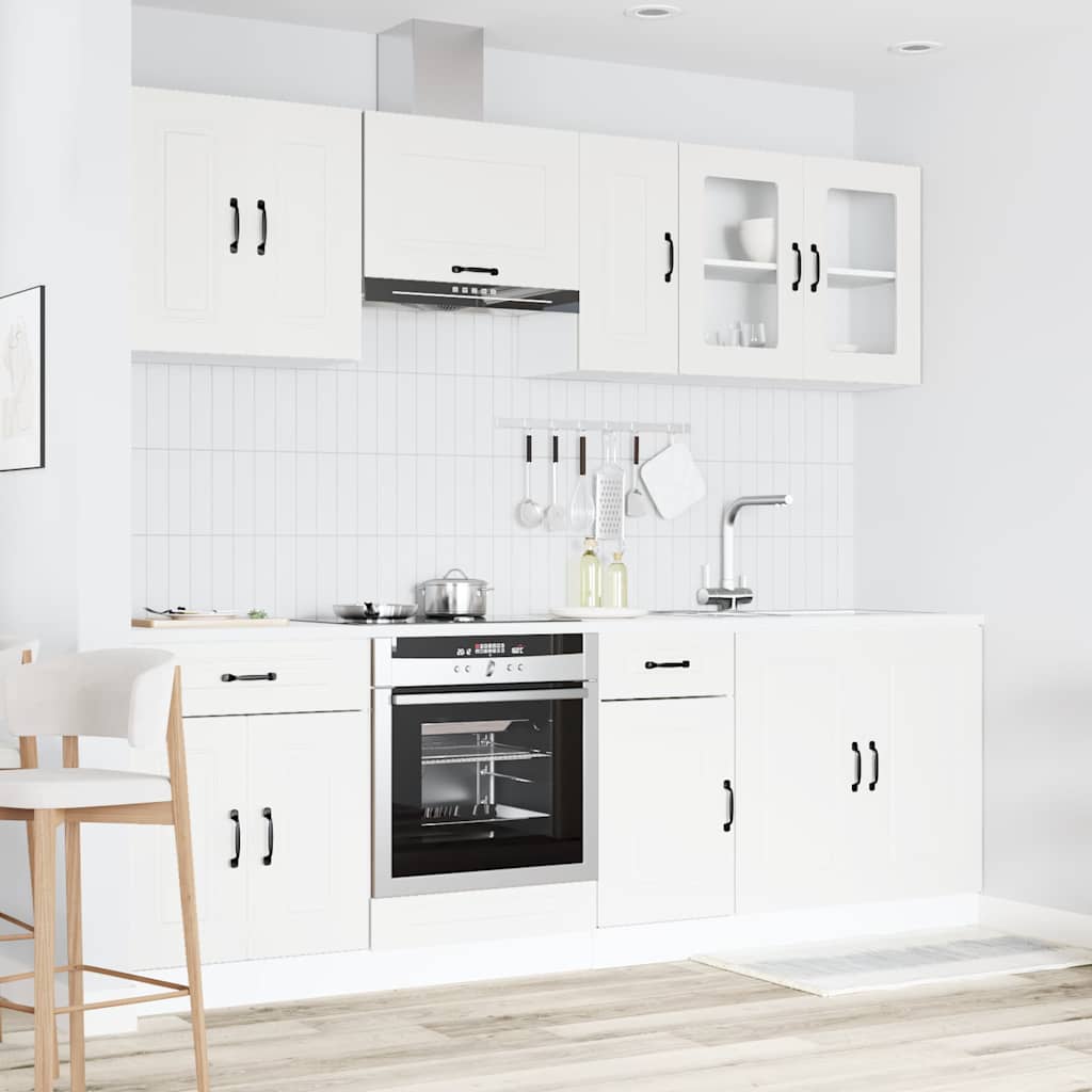Kitchen cabinet set 8 pieces Kalmar white engineered wood