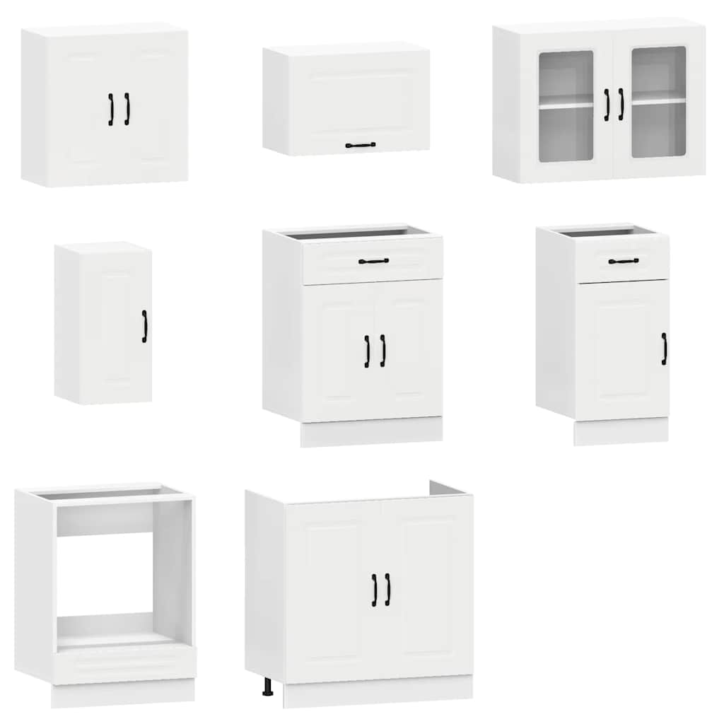Kitchen cabinet set 8 pieces Kalmar white engineered wood
