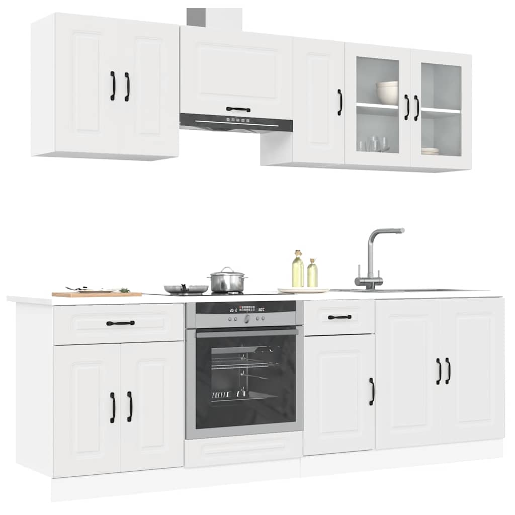 Kitchen cabinet set 8 pieces Kalmar white engineered wood