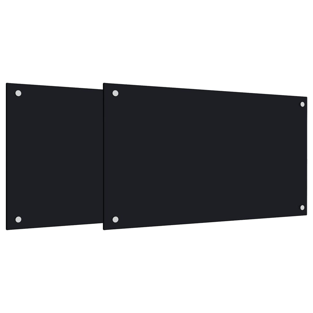 Kjøkkenplater 2 stk svart 70x50 cm herdet glass